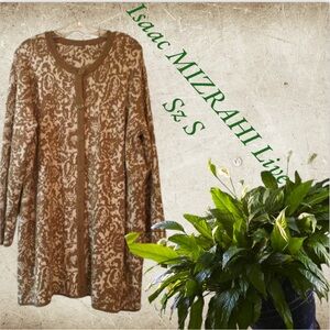 ISAAC MIZRAHI LIVE! Beautiful Tan and Cream Paisley Ladies sweater Like NewSZ S